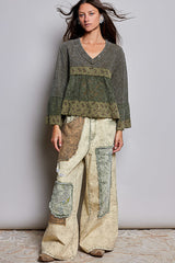 3/4 Sleeve V-neck Top