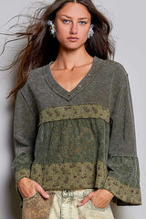 3/4 Sleeve V-neck Top