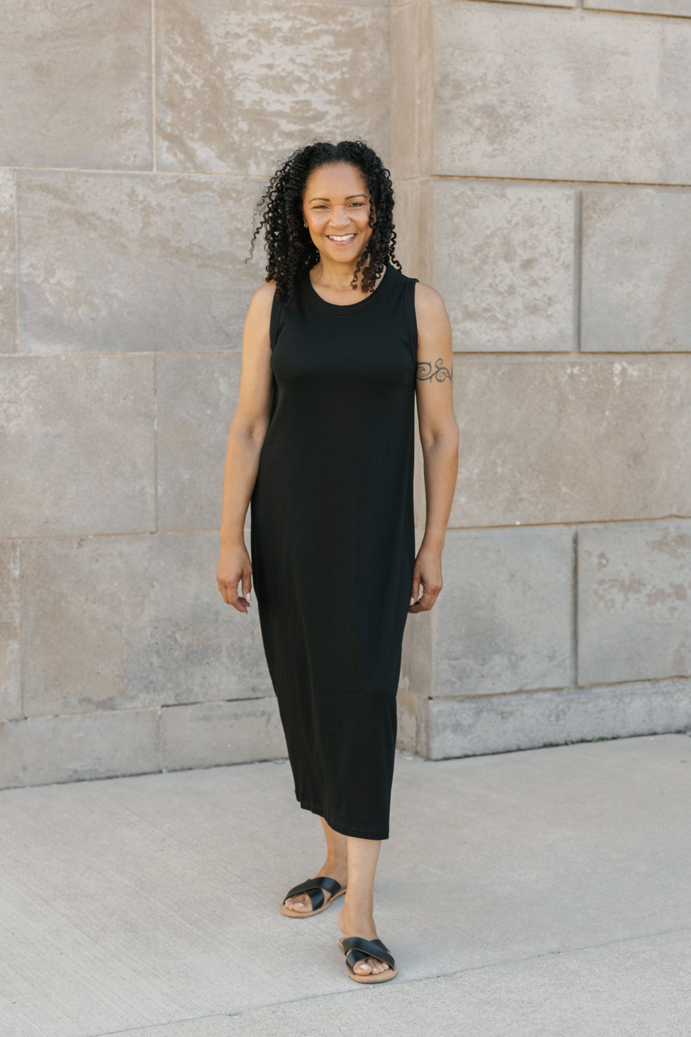 cotton spandex tank dress Cotton Spandex Solid Sleeveless Tank Bodycon Midi Dress