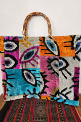 Velvet Patchwork Tote Bag