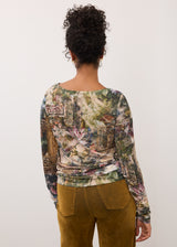 Ruched Sleeve Scoop Neck Top