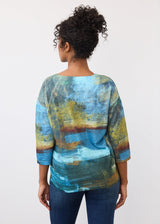 Drop Shoulder 3/4 Sleeve Crew Neck Top