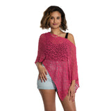 Short Popcorn Knit Poncho