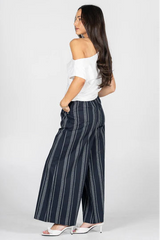 Linen Stripe Wide Leg Pant