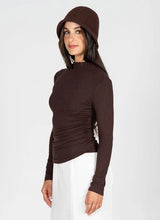 L/S Ruched High Neck Top