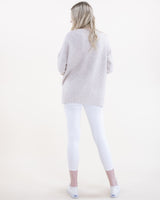 Crew Neck Sweater w/ Ribbed Front Detail