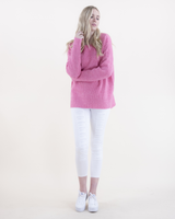 Crew Neck Sweater w/ Ribbed Front Detail