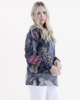 Denim and Cheetah V-Neck Sweater