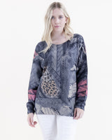 Denim and Cheetah V-Neck Sweater
