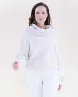 Draped Rib Cowl Neck Sweater