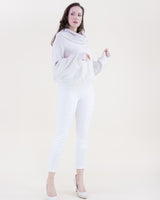 Draped Rib Cowl Neck Sweater