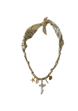 Golden Fluo Nude Pearl Cross Necklace
