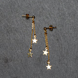 Double Drop Star Chain Earrings GOLD