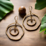 Beaten Double Ring Earring