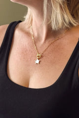 Chainlink Necklace with Mother of Pearl Charm