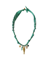 Hydra Island Aqua Golden Fish Necklace