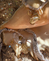 Golden Fluo White Rhinestone Shell Necklace