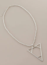 Triangle Pendant Silver Ball Necklace