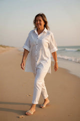 Breezy Pinstripe Button-Up