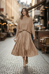 Crinkle Satin Skirt
