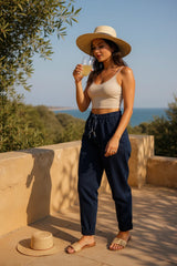 Solid Tie Waist Pant