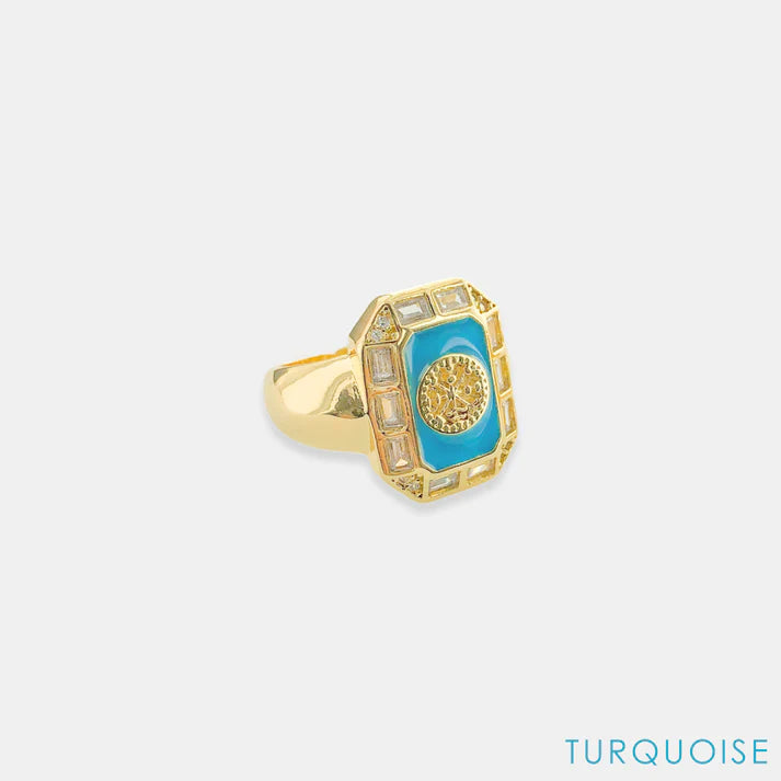 Cubic Studded Signet Ring
