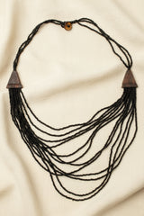 Multi Strand Wooden Side Necklace