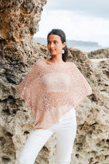 Short Popcorn Knit Poncho