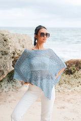 Short Popcorn Knit Poncho