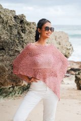 Short Popcorn Knit Poncho