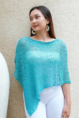 Short Popcorn Knit Poncho