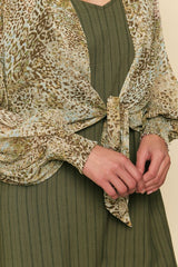 Leopard Tie Front Kimono
