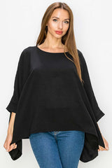 Elbow Sleeve Dolman Crew Neck
