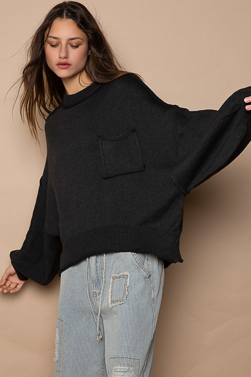 Bubble Sleeve Knit Sweater