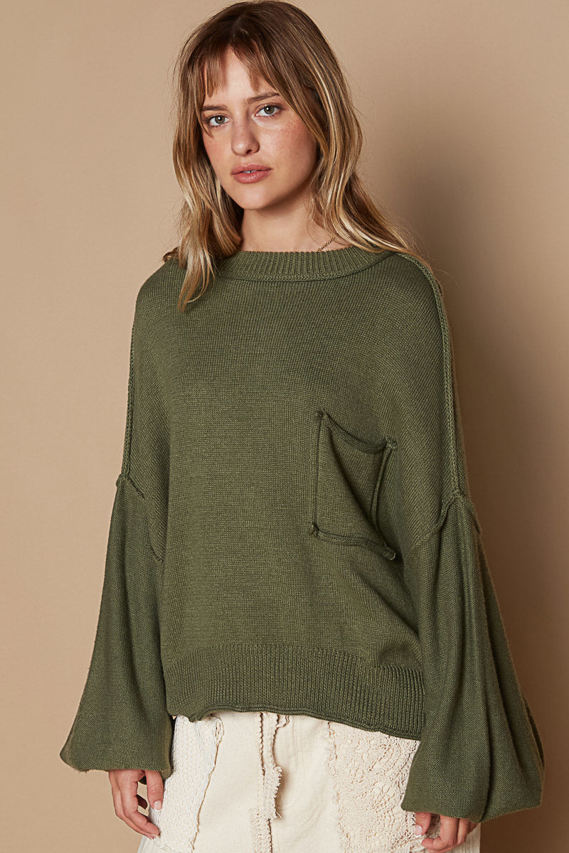 Bubble Sleeve Knit Sweater