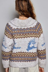 Reindeer Zip-up Cardigan