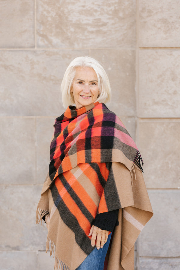 Plaid Signature Wool Ruana