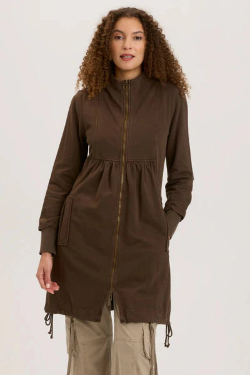 Fleece Funnel-Neck Longcoat