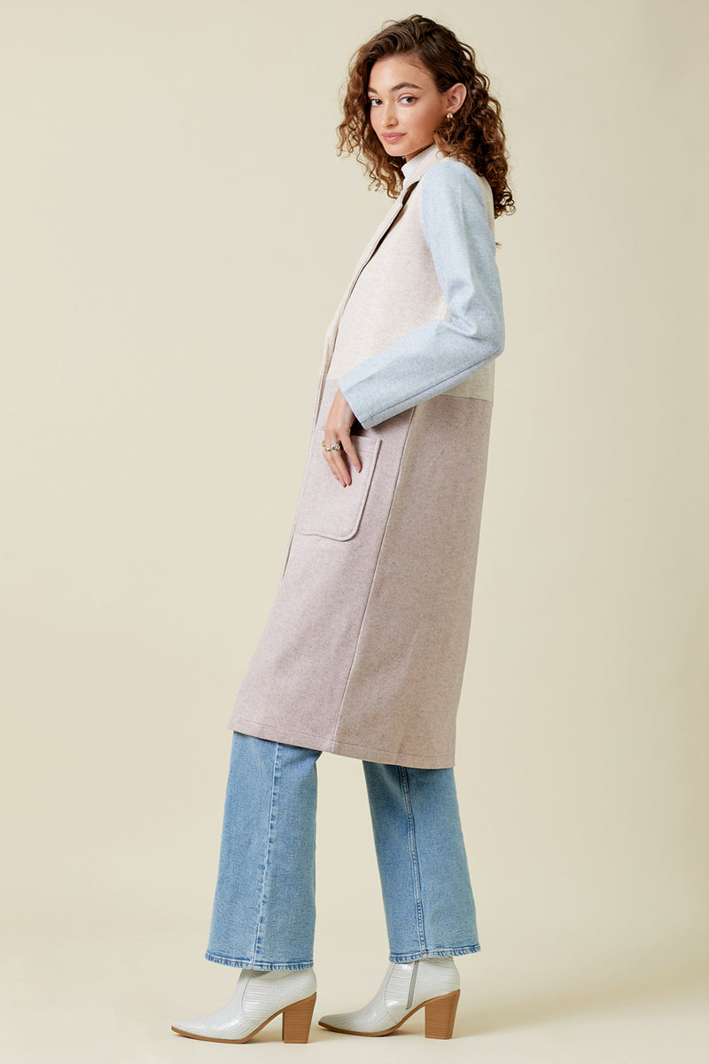 Colour Block Long Coat