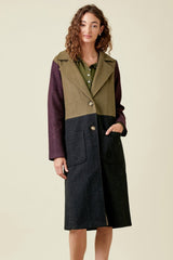 Colour Block Long Coat