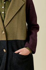 Colour Block Long Coat