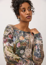 Ruched Sleeve Scoop Neck Top