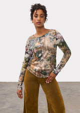 Ruched Sleeve Scoop Neck Top