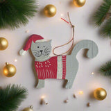 Hanging Cat Ornament - White