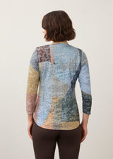 3/4 Sleeve Notch Neck Top