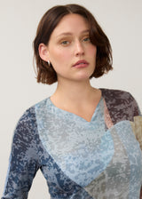 3/4 Sleeve Notch Neck Top