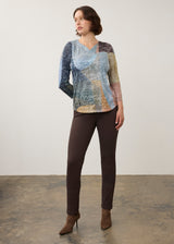 3/4 Sleeve Notch Neck Top