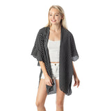 Stripe Print Kimono With Ruffle