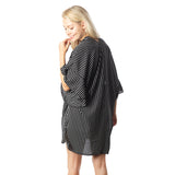 Stripe Print Kimono With Ruffle