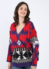Blanket Red Print Pullover